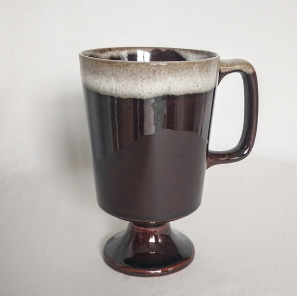 Vintage Brown Drip Glaze Irish Coffee Mug - Terracotta - Picture 4 of 8